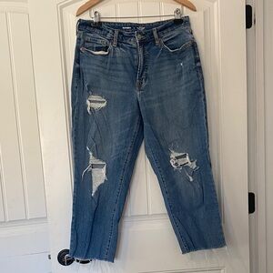 Old Navy Ripped OG Straight High Rise Jeans with Raw Hem womens size 12